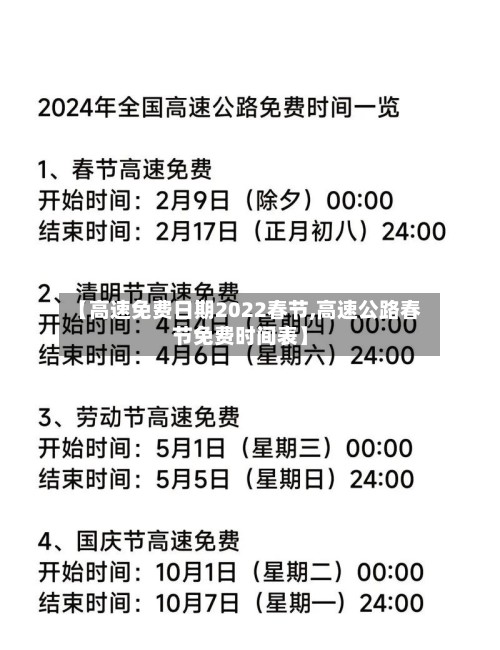 【高速免费日期2022春节,高速公路春节免费时间表】-第2张图片
